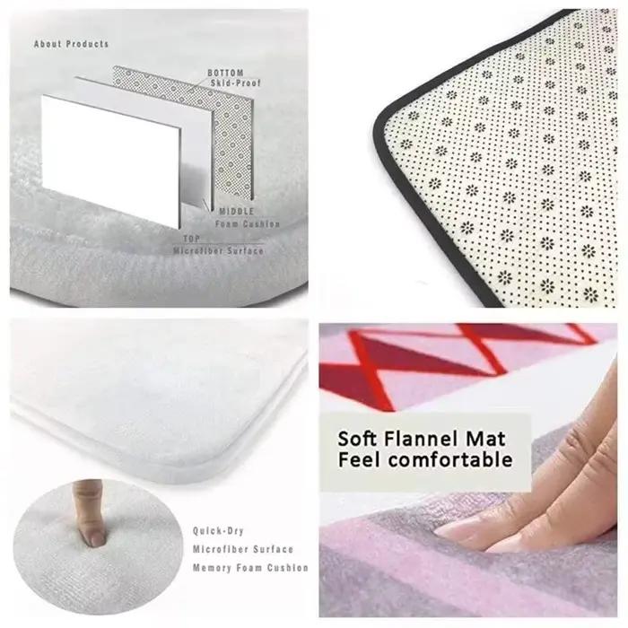 Ensemble de polymères de bain noirs monochromes modernes, tapis de porte de maison, tapis de glouton, tapis de sol HODecor, coussin en forme de U, couvercle de couvercle de toilette