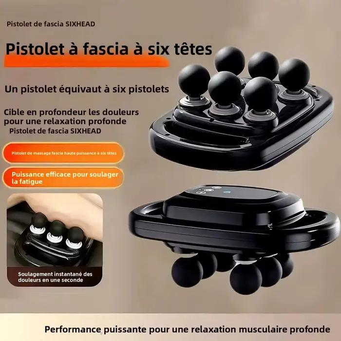 6 Têtes Massage Gun Deep Tissue Percussion Massager Musculaire électrique