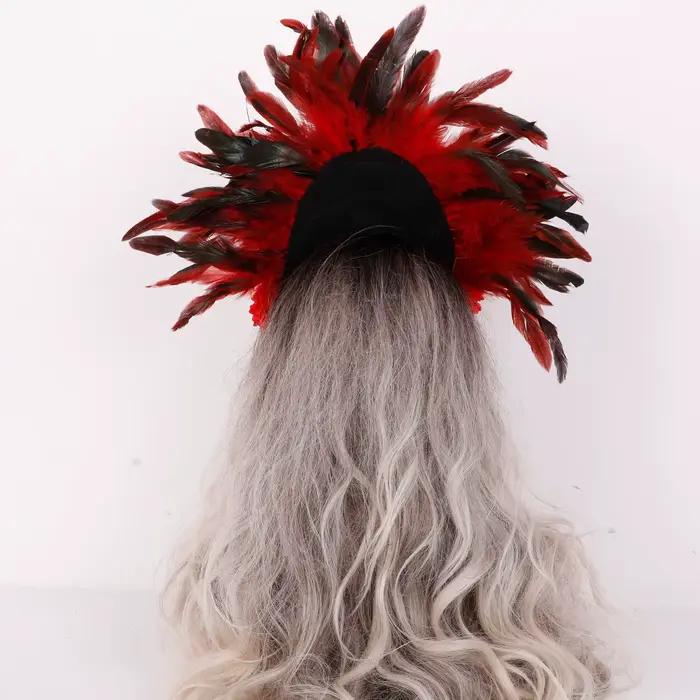 Accessoires de mascarade de carnaval, accessoires de coiffure en plumes de fleurs artificielles, bandeau surdimensionné, accessoire de Costume de photographie