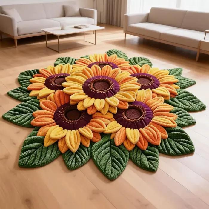 Tapis portable en forme de tournesol, doux et absorbant, antidérapant, 60x60cm, pour la décoration intérieure