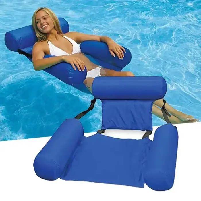 Hamac d'eau flottant pliable, chaise longue gonflable, tapis de piscine, lit inclinable flottant, matelas à Air, accessoires de piscine