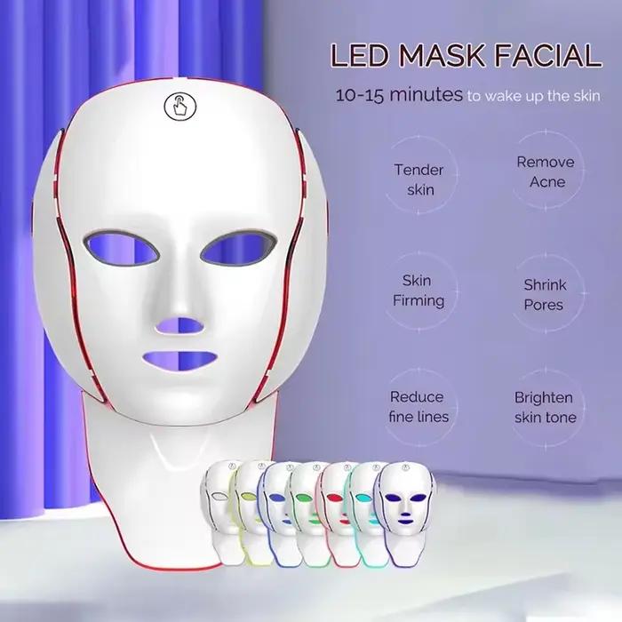 Masque Facial LED thérapie par la lumière rouge 7-1 couleur 192LED s masque Facial sans fil beauté à la maison masque LED Facial beau cadeau