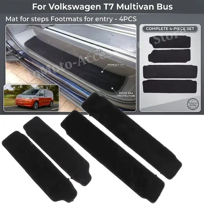 Tapis de sol pour Volkswagen T7 Multivan Bus, tapis pour marchepieds, tapis d'entrée, 4 pièces