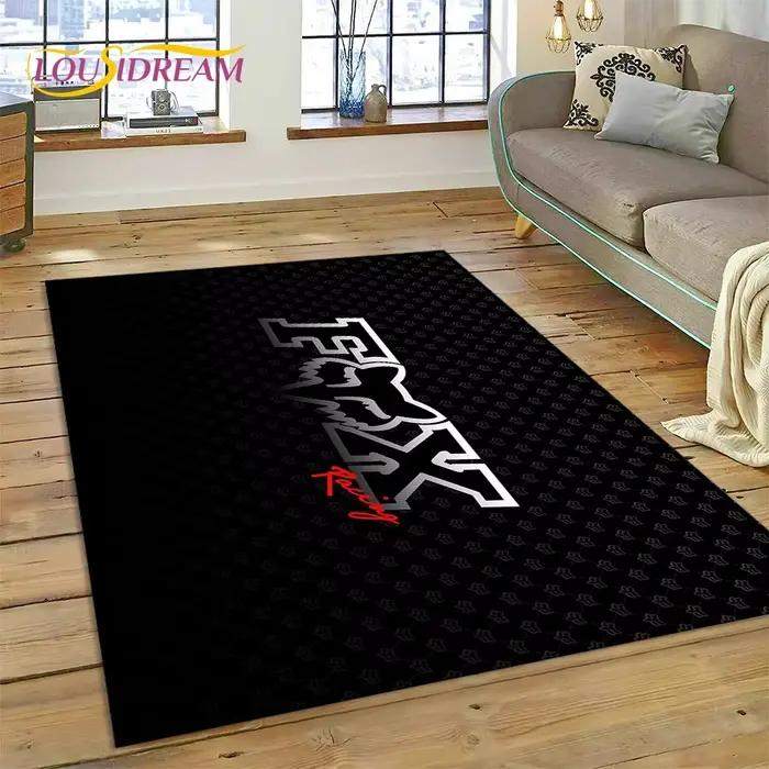 Tapis de course 3D avec logo F-FOX pour la maison, le salon, la chambre, le canapé, le paillasson, la décoration, le tapis de jeu pour enfants, tapis de sol antidérapant, moto