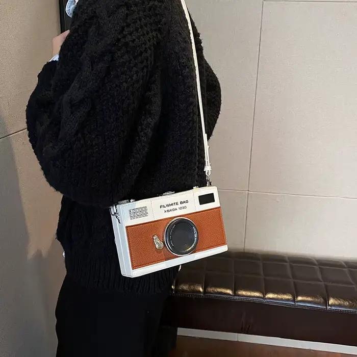 Sac à bandoulière Style appareil photo pour femmes, boîte amusante, sac rétro pour appareil photo, petit sac pour femmes