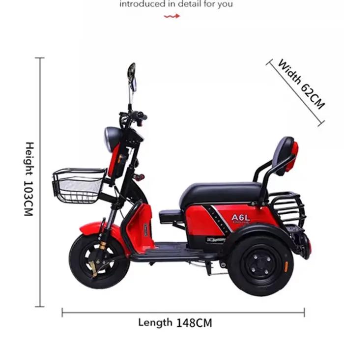 Mini Tricycle électrique adulte 3 lieux 600w 48v tout Terrain Parents enfant Scooter électrique vélo famille avec batterie amovible