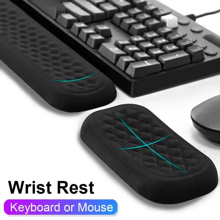 Ensemble de tapis de clavier en mousse à mémoire de forme, pour ordinateur de bureau, ordinateur portable, facile à frapper, soulagement de la douleur, repose-poignet, tapis de souris pour ordinateur