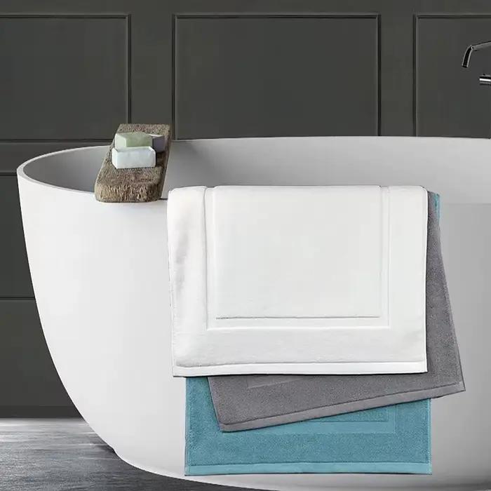 Tapis de bain blanc épais en jacquard pour SPA, hôtel et maison, gris, 100% coton, antidérapant, absorbant l'eau, serviette de bain