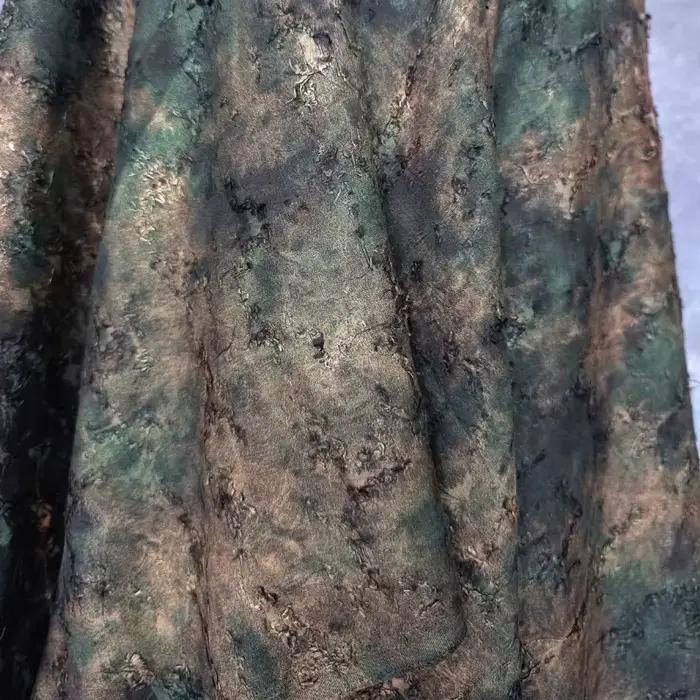Rideaux en tissu vert vieilli Vintage, couture faite à la main, pantalons de maison, Costume de Film, décoration de mode, matériaux artisanaux de styliste