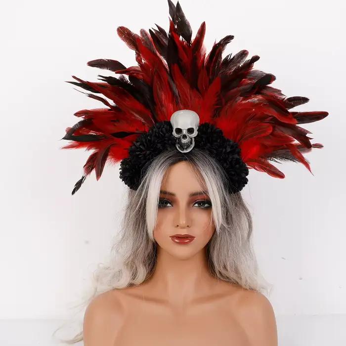 Accessoires de mascarade de carnaval, accessoires de coiffure en plumes de fleurs artificielles, bandeau surdimensionné, accessoire de Costume de photographie