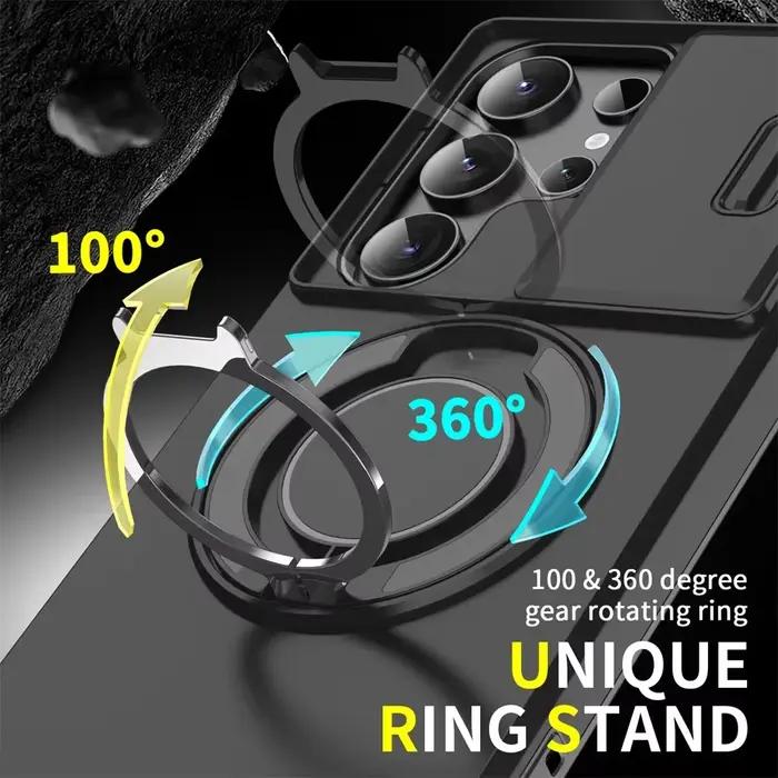 Étui magnétique antichoc avec support pour Samsung S26 S25 S24 S22 S21 S23 S20 Ultra Plus FE Edge, protection coulissante de l'appareil photo