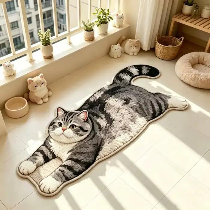 Tapis décoratif en forme de chat de dessin animé, tapis de décoration pour la maison, pour salons et chambres à coucher