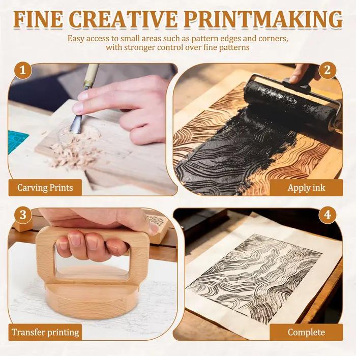 Bâton de gravure sur bois en bambou et bois pour la gravure sur linogravure avec poignée ergonomique confortable - Gravure sur bloc - Bar