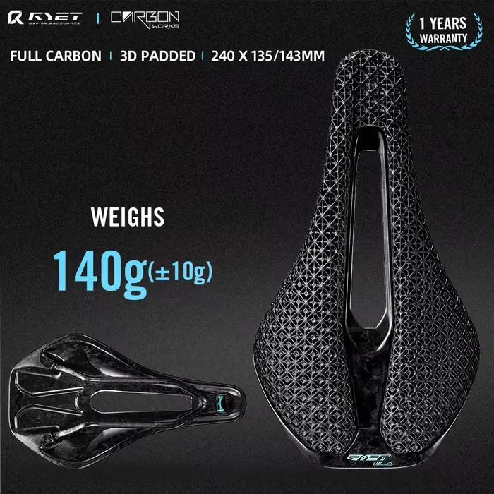 Selle de vélo en carbone 3D RYET X15 240*135/143mm