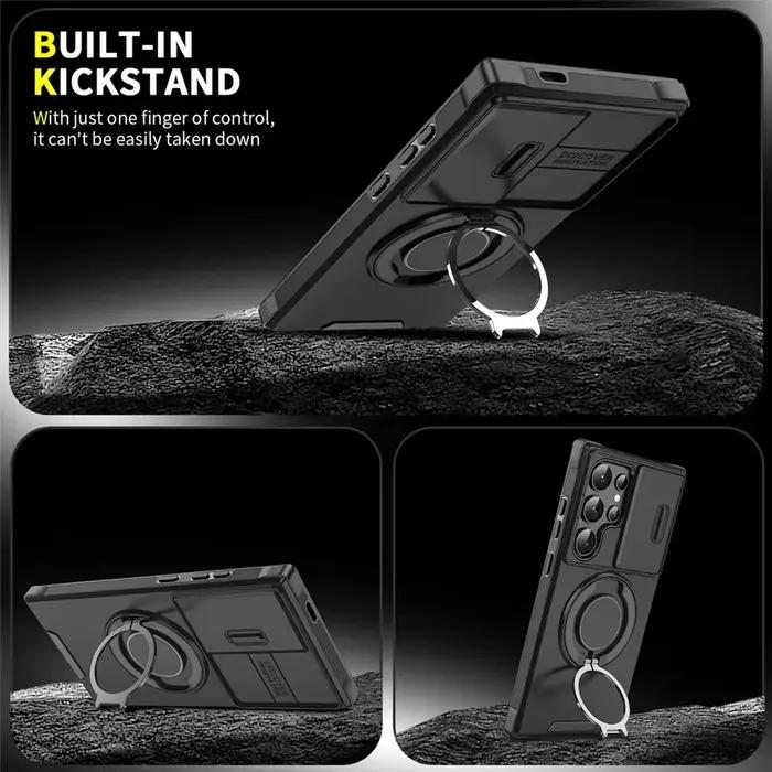 Étui magnétique antichoc avec support pour Samsung S26 S25 S24 S22 S21 S23 S20 Ultra Plus FE Edge, protection coulissante de l'appareil photo