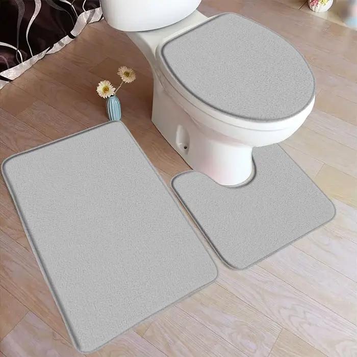 Ensemble de polymères de bain noirs monochromes modernes, tapis de porte de maison, tapis de glouton, tapis de sol HODecor, coussin en forme de U, couvercle de couvercle de toilette