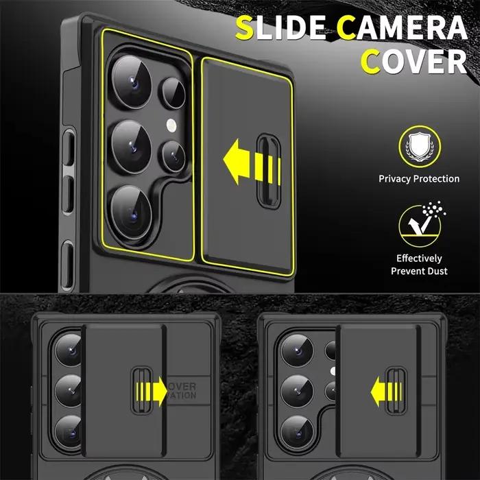 Étui magnétique antichoc avec support pour Samsung S26 S25 S24 S22 S21 S23 S20 Ultra Plus FE Edge, protection coulissante de l'appareil photo