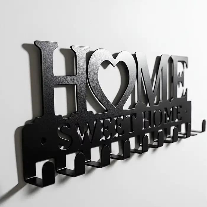 Porte-clés mural décoratif pour la maison, support de rangement artistique, patère pour manteaux, entrée