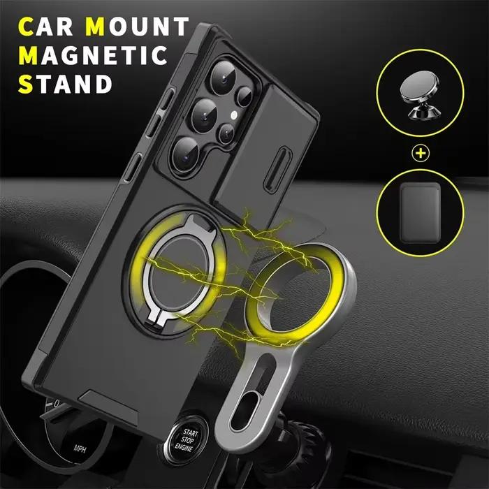 Étui magnétique antichoc avec support pour Samsung S26 S25 S24 S22 S21 S23 S20 Ultra Plus FE Edge, protection coulissante de l'appareil photo