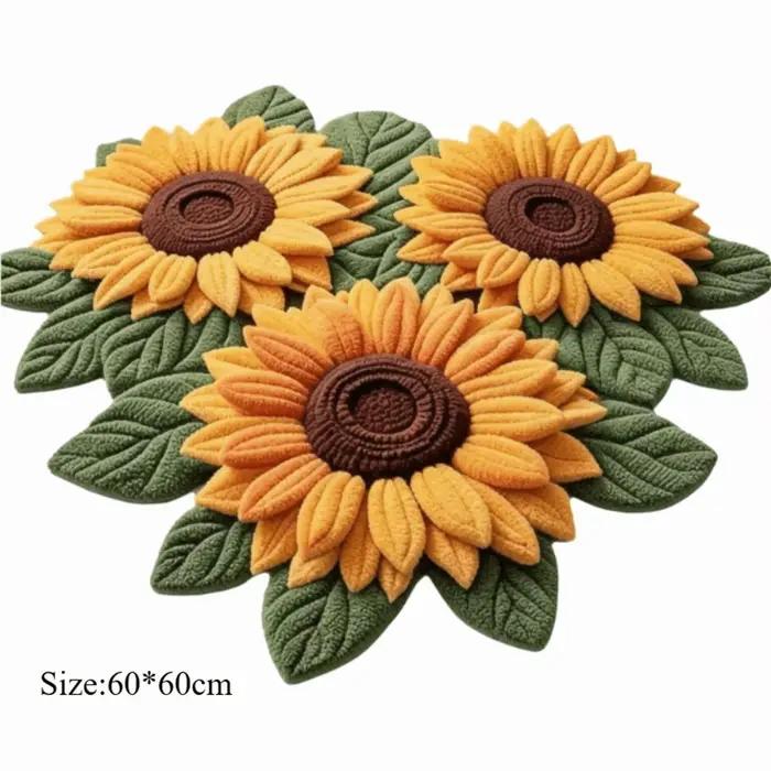 Tapis portable en forme de tournesol, doux et absorbant, antidérapant, 60x60cm, pour la décoration intérieure