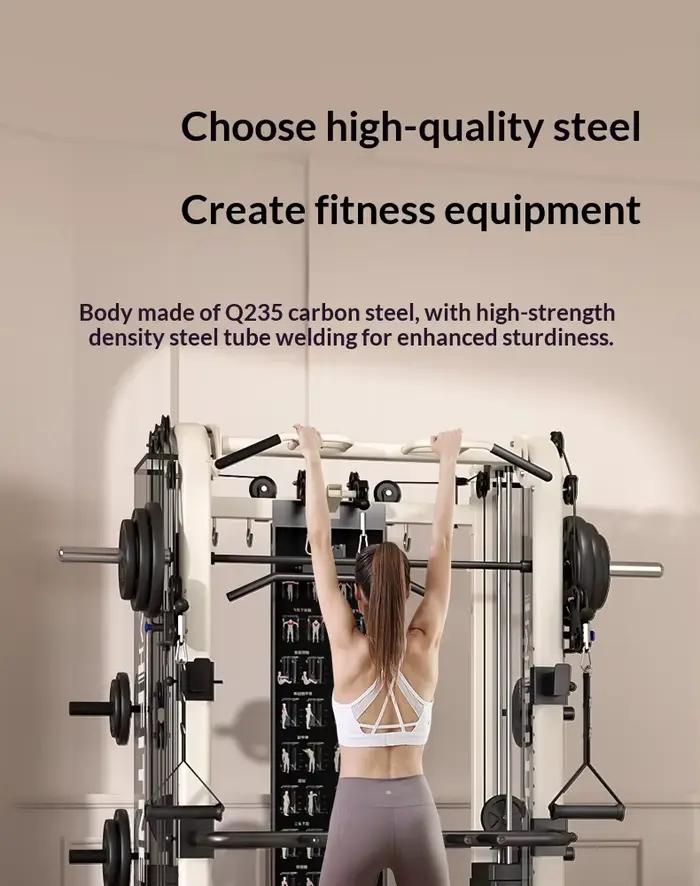 Rack à Squats Multifonctionnel avec Machine Smith et Banc de Musculation Intégré pour la Maison – Équipement d'Entraînement Complet