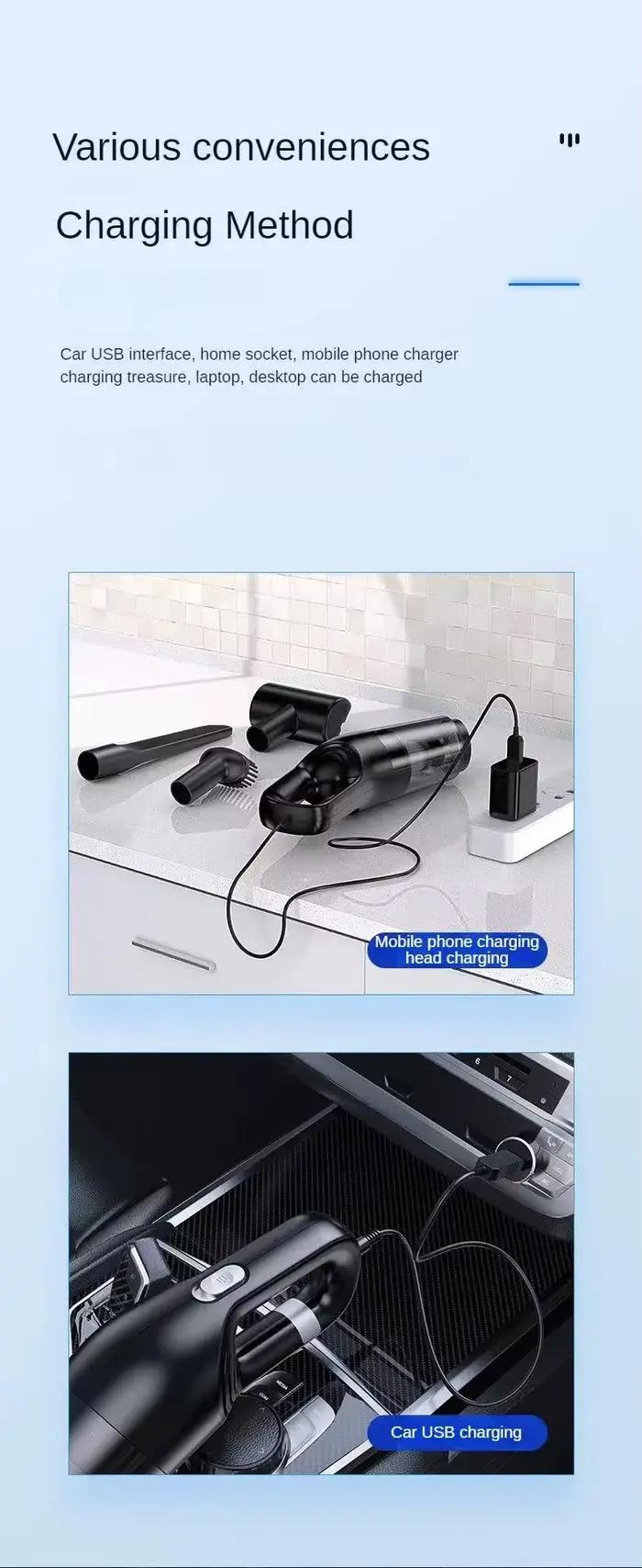Aspirateur de voiture portatif à haute aspiration, outil de nettoyage à Absorption d'eau domestique à double usage pour l'intérieur automobile