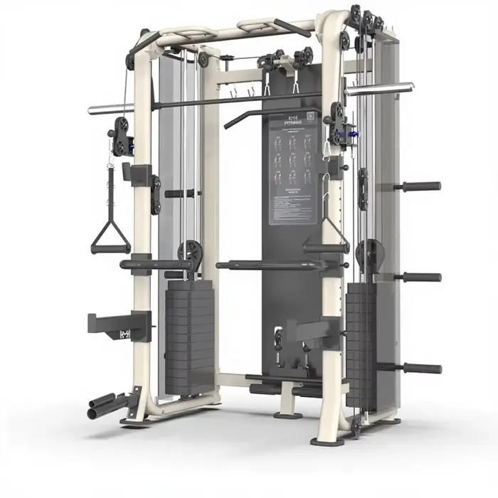 Rack à Squats Multifonctionnel avec Machine Smith et Banc de Musculation Intégré pour la Maison – Équipement d'Entraînement Complet
