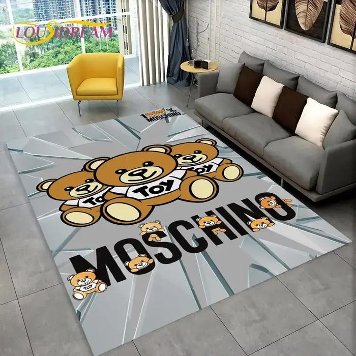 Tapis 3D M-Moschino HD Cartoon Bear, tapis pour la maison, salon, chambre à coucher, canapé, paillasson, décoration, tapis de jeu pour enfants, tapis de sol antidérapant, cadeau