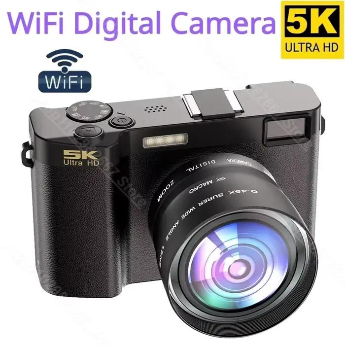 Appareil photo numérique professionnel 5K, Webcam WIFI, grand Angle, Zoom numérique 64mp, caméscope de photographie, écran 3 pouces, enregistreur vidéo Vlog