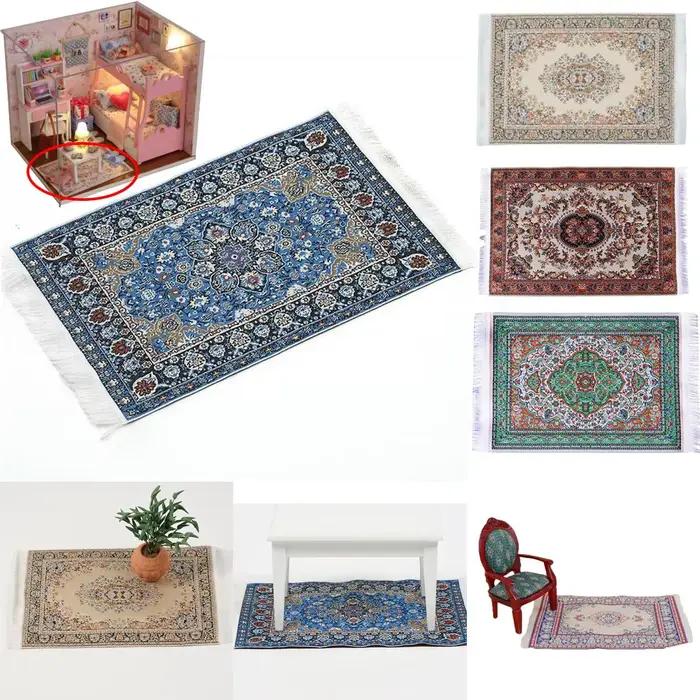 Tapis de tissage Miniature de Style turc, revêtement de sol pour maison de jeu, accessoires de poupée à l'échelle 1:12