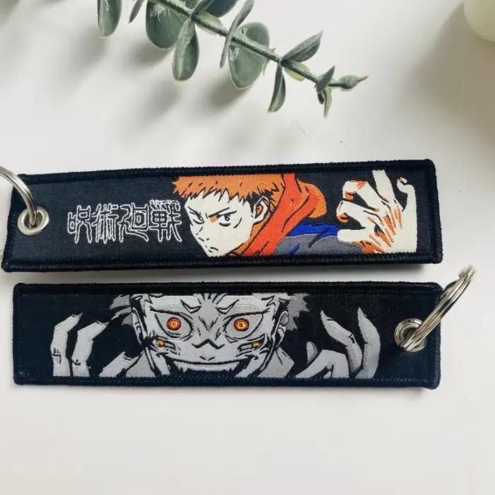 Porte-clés brodé d'anime japonais pour motos, porte-clés, porte-clés, accessoires de mode Chaveiro
