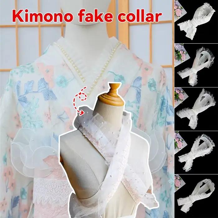 Kimono japonais Yukata, accessoires élégants en dentelle, faux col détachable, beauté Yukata, vêtements intérieurs, col de peignoir