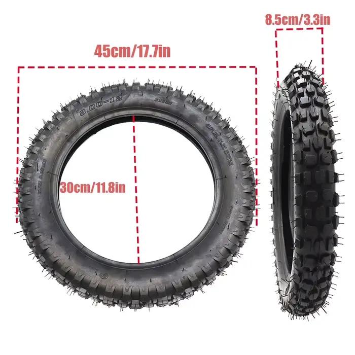 Pneu et chambre à air de haute qualité 3.00-12 pouces, pneu de 12 pouces pour moto tout-terrain, motocross, dirt bike