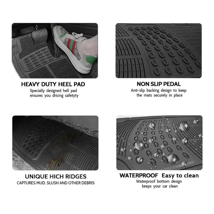 AUTO PLUS 4 pièces tapis de sol de voiture en caoutchouc taille universelle adapté à la plupart des voitures SUV camion accessoires de voiture intérieur résistant à l'usure coussinet de pied
