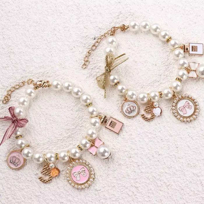 Bijoux de mariage, accessoires de princesse en strass pour chiots, chaîne pour chien, chat, collier à nœud, colliers pour animaux de compagnie