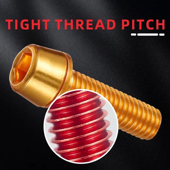 MOTSUV vis de guidon de vélo cyclisme 6 pièces en acier inoxydable coloré plaqué titane M5 * 18MM vis de tige
