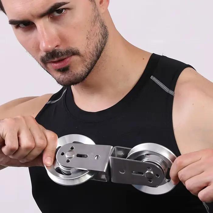 Poulie double robuste pour machine à câble de gym à domicile DIY, poulie silencieuse à double roulement, accessoires de sport