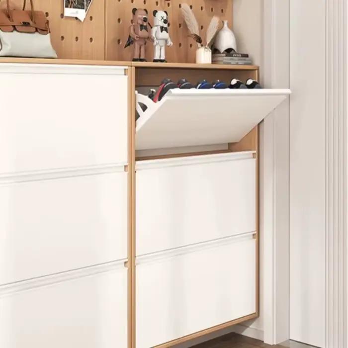 Meuble à chaussures en bois pour entrée, couloir ou bureau, avec banquette fine et présentoir rotatif, Organizador De Zapatos, Meuble de maison