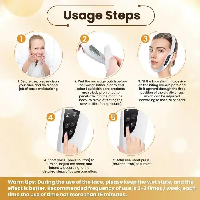 Appareil de beauté électrique pour lifting du visage, 6 modes, 8 niveaux, masseur facial raffermissant, élimination du double menton, outil de soin de la peau