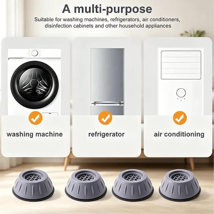 Patins anti-vibration pour machine à laver, 4 pièces, pieds anti-bruit et amortisseurs de chocs pour sèche-linge, réfrigérateur, congélateur, buanderie
