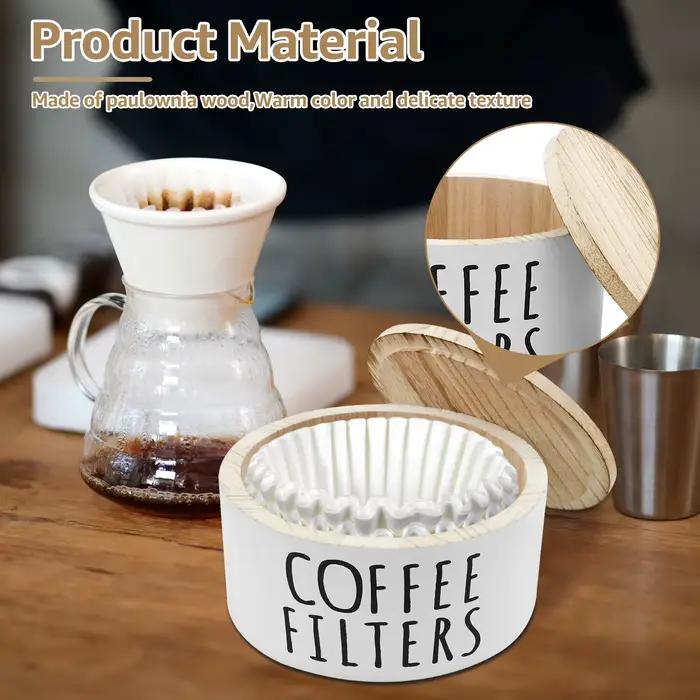 Porte-filtre à café avec couvercle, filtre à café en bois, conteneur de stockage de papier, sachet de thé, capsules, boîte de rangement de café, accessoire de café