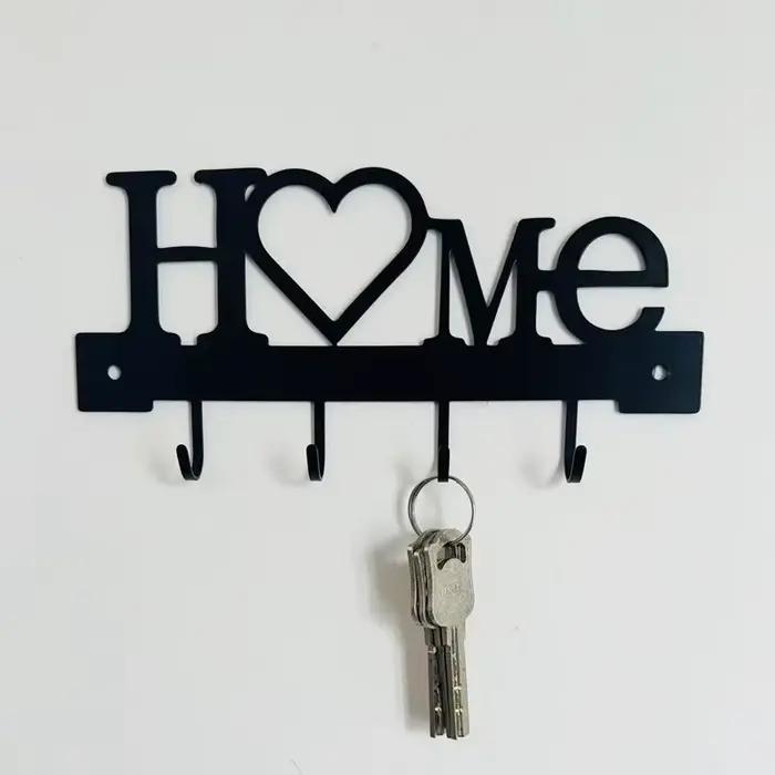 Porte-clés mural en forme de cœur avec crochets - Fixation murale sans perçage, Organisateur en métal pour la décoration du salon, Support à clés | Porte-clés mural