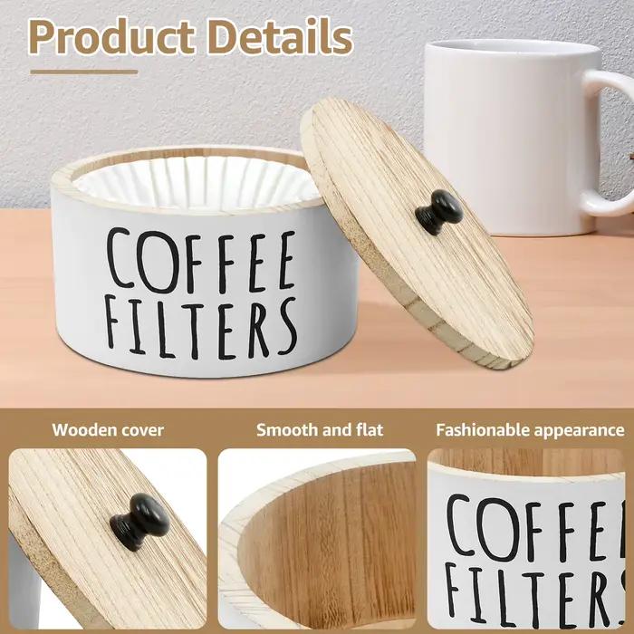 Porte-filtre à café avec couvercle, filtre à café en bois, conteneur de stockage de papier, sachet de thé, capsules, boîte de rangement de café, accessoire de café