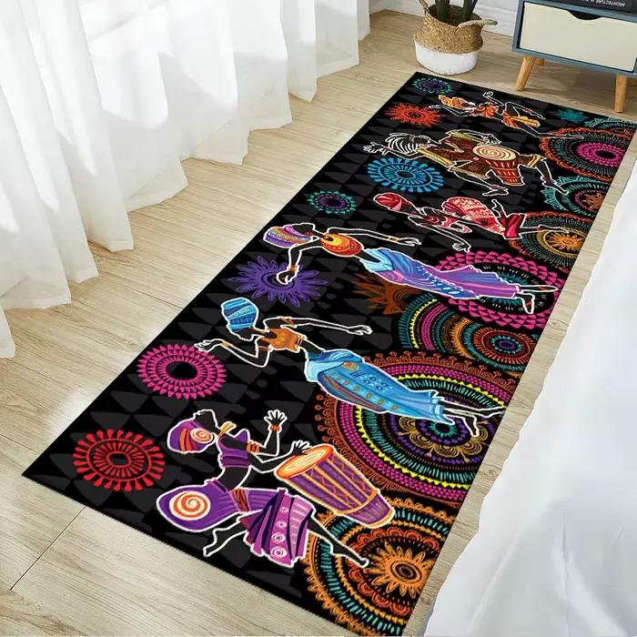 Tapis de Style Ethnique pour Salon et Chambre à Coucher, Motif de Femme Africaine Traditionnelle, en Polyester, Décoration de Maison, Polymères de Cuisine