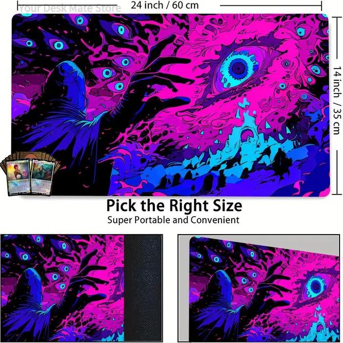 Tapis de jeu de cartes Magic Eye of the Demon géant, tapis de jeu MTG, base antidérapante, 35x60 cm, tapis de jeu de société pour TCG