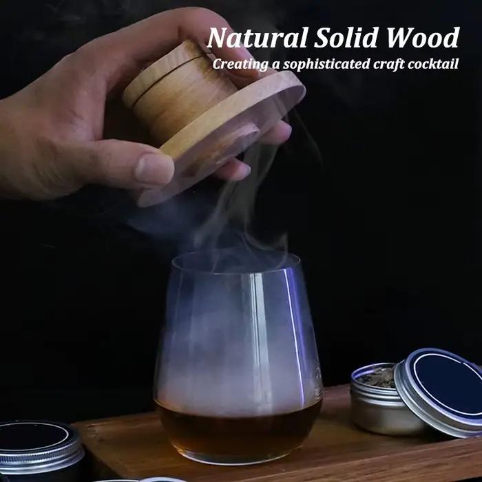 Kit de fumeur de Cocktail de Bar en bois, whisky Tequila, capuche en bois fumé, fumeur pour boissons, mélange de vin, couvercle, outil de Bar avec 4 boîtes
