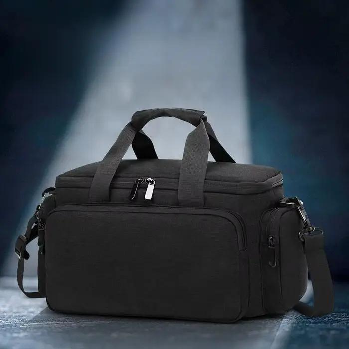 Sac de rangement pour appareil photo portable, sac de transport pour appareil photo noir de grande capacité avec poignée