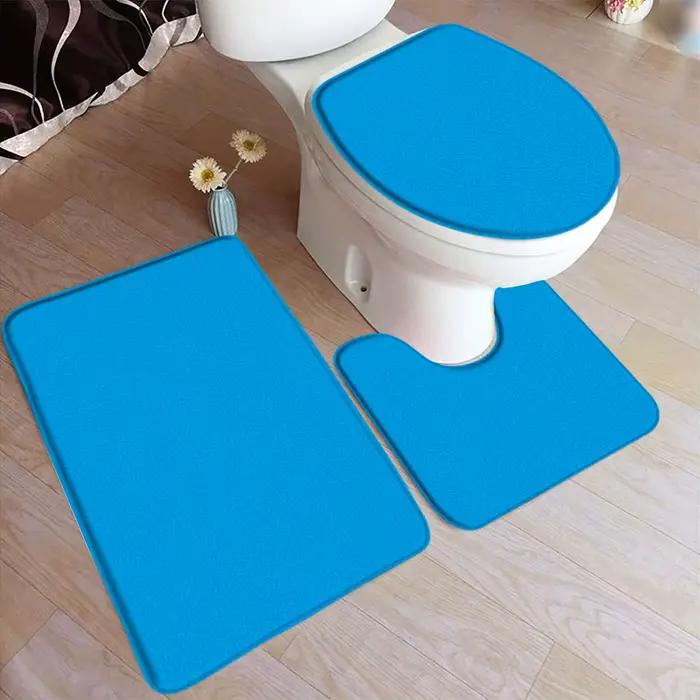 Ensemble de polymères de bain noirs monochromes modernes, tapis de porte de maison, tapis de glouton, tapis de sol HODecor, coussin en forme de U, couvercle de couvercle de toilette
