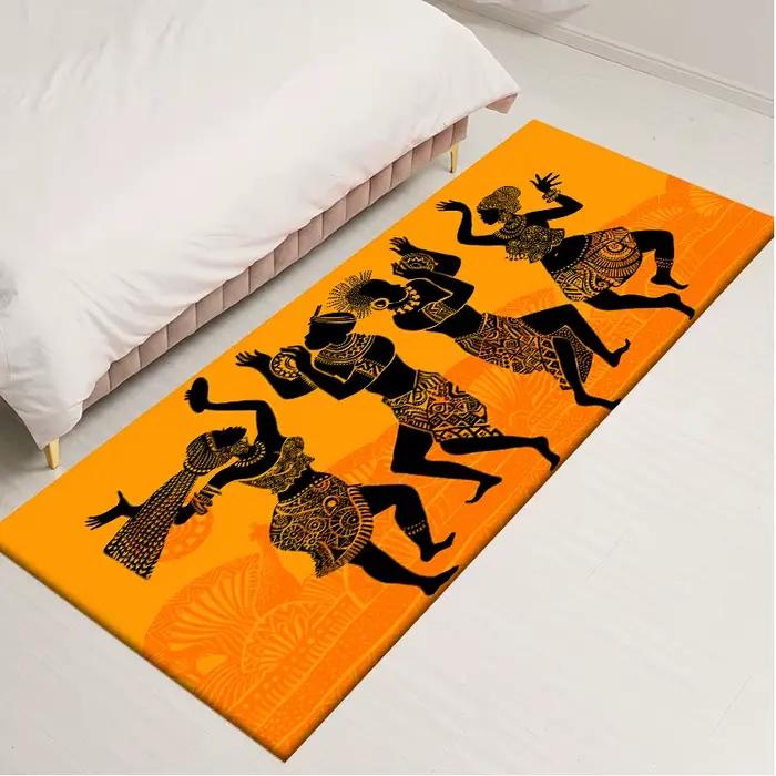 Tapis de Style Ethnique pour Salon et Chambre à Coucher, Motif de Femme Africaine Traditionnelle, en Polyester, Décoration de Maison, Polymères de Cuisine