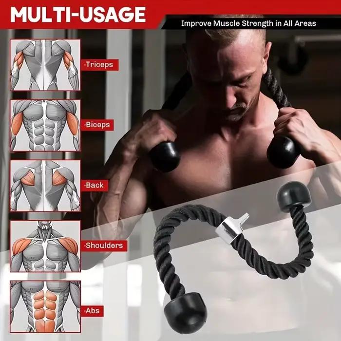 Kit de barres de traction pour gym à domicile avec poulie à cliquet et corde triceps